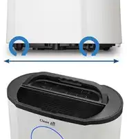 Onderkant van de Clean Air Optima CA-707 Smart met wielen en handgreep